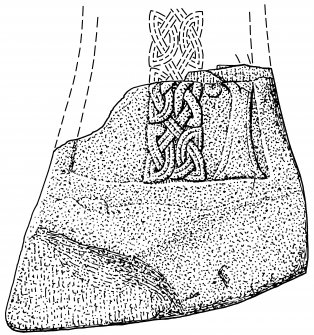 Scanned ink drawing of Glamis 3 Pictish cross-slab fragment