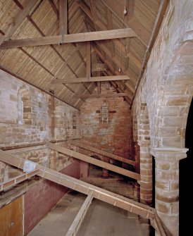 Interior. South aisle. Elevated view from SE