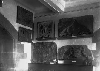 Interior, view of carved stones.