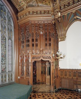 Taymouth Castle.  1st. floor, Banner hall, view of doorway at South West corner.