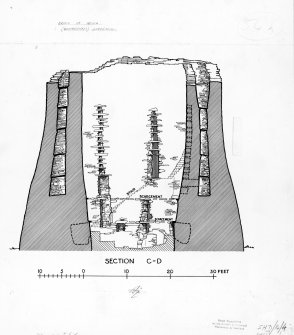 Publication drawing; Broch of Mousa, section C-D. Scanned image of photographic copy.