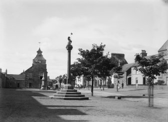 General view from north east of Marketgate including the Mercat Cross and in the distance the Town Hall, Crail.