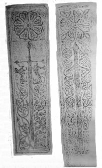 Carved slabs at Kilmoruy (Inv. No. 474) and Bracadale (No. 475).
Scanned image of glass plate IN 657.