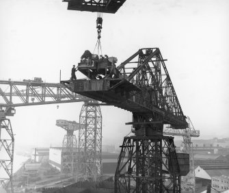 Photograph of W Yard, view showing 60 Ton fixed Tower Crane 'D' being erected, John Brown and Co Ltd Engineers and Shipbuilders, Clydebank.
