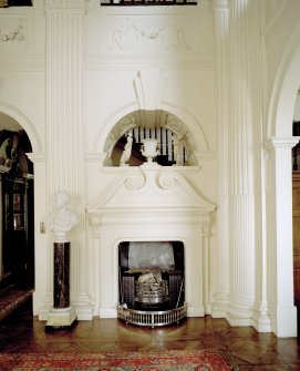 Interior.  Ground floor, hall, view of chimney-piece