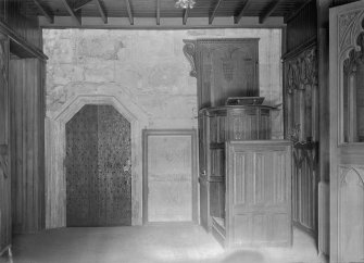 Old door, Pulpit and Spens slab