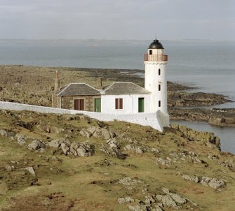 Isle of May.  Low Lighthouse and cottages.  View from South East.
