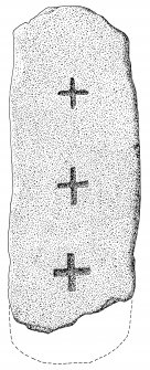 Scanned ink drawing of Fortingall 10 recumbent cross slab