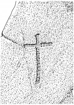 Scanned ink drawing of incised cross