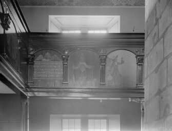 Interior - paintings on gallery front, south