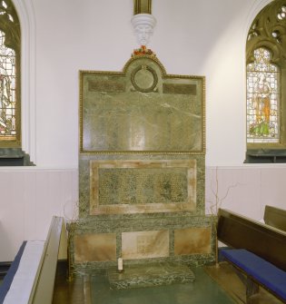 Interior, north aisle, view of war memorial