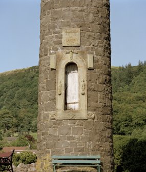 Lower section of tower, view from W.