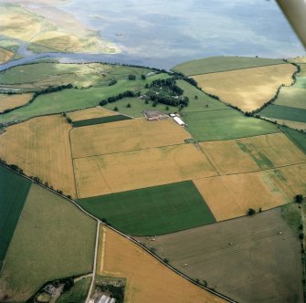 Oblique aerial view of Old Montrose and Powis.