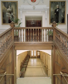 Interior, main staircase, view from half landing to north