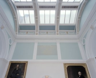 Interior, main staircase, view of vaulted ceiling