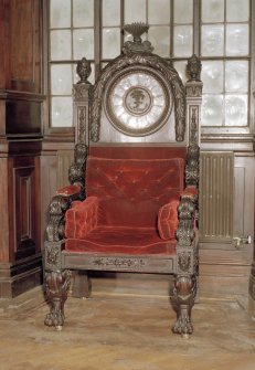 Interior, 1st floor, saloon, view of carved chair