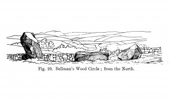 Sketch of recumbent stone circle, viewed from N.