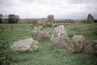 Copy of colour slide (H 93800) showing E arc of recumbent stone circle.
