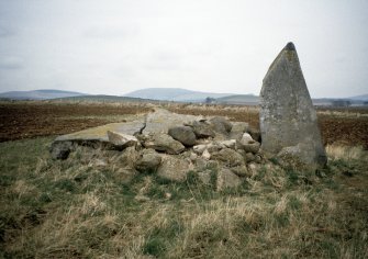 Copy of colour slide (H 93804cs) of recumbent stone circle from SW.