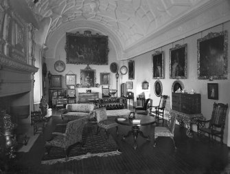 View of drawing room of Glamis Castle, Angus.