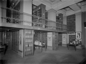 Interior.
General view of library showing balcony, University of Edinburgh.