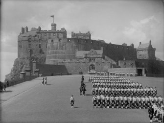 General view of Esplanade from east showing troops under inspection.