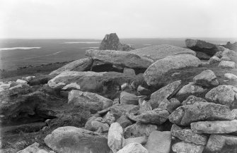 Detail of large flat stones of chambered cairn