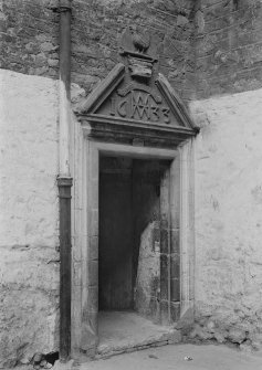 View of doorway to Acheson House.  Doorway insc: '...1633'.