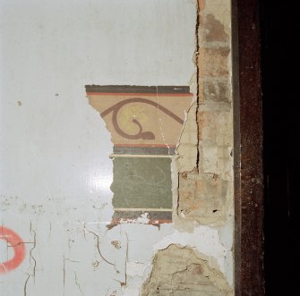 Interior of vestibule: detail of remnant of decorative scheme 
Townhead and Blochairn Parish Church