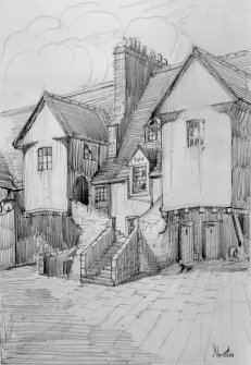 Photographic copy of drawing of White Horse Close, signed: 'J Houston'.