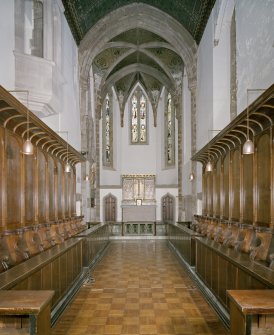 Interior. Chapel. View towards chancel showing stalls
