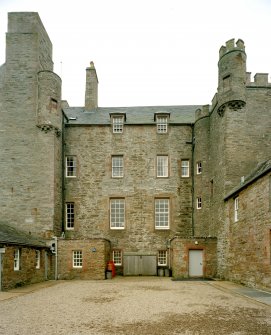 View of north face of castle from courtyard to north