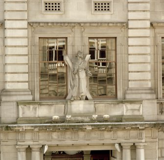 Detail of statue of St. Andrew above entrance