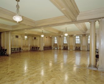 Interior, basement, lower hall, view from NW