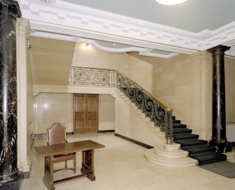 Interior, ground floor, entrance hall, view of staircase