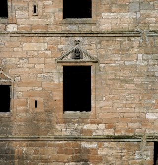 Courtyard, north facade, detail of window pediment