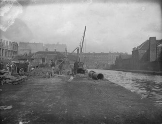 Edinburgh, Union Canal.
General view showing construction work.