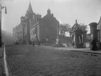 View from south east of Burgh Cross and Tolbooth