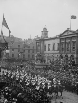 View of street procession outside General Register House, (coronation?)