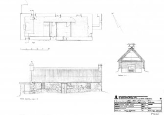 Cottage plan, North Elevation and Section