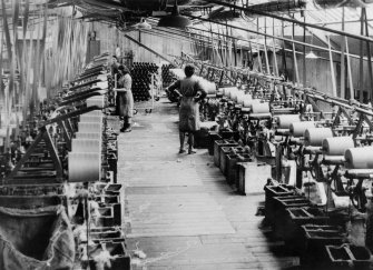 Interior.
View of jute cheese winding in attic of lower Pleasance Mill.