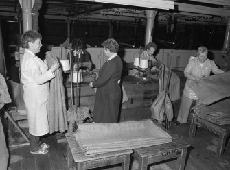 Tayburn Works, Dundee. Scanned image showing view of the sack making department at work.