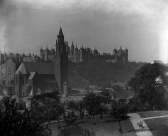 View from Belgave Crescent showing St Cuthbert's U. F. Church (Dean Free Church) and Donaldson's Hospital.