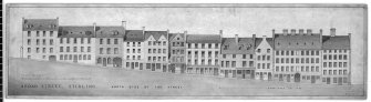 Elevation of N side of Broad Street, Stirling, including part demolished in 1926.
Inscribed "Measured August 1940. H.W. M.H. J.L. J.P.R.