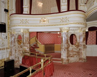 Aberdeen, Rosemount Viaduct, His Majesty's Theatre.
Interior, auditorium, view of alabaster surround at base of stairs to boxes.