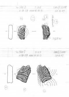 Drawing of carved stones.