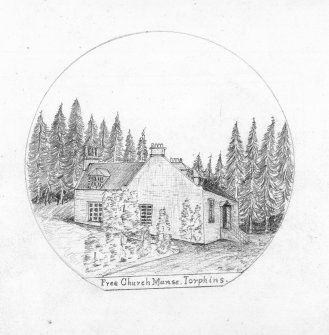 Digital image of sketch of Free Church Manse Torphins
