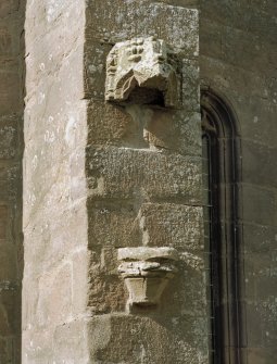 Detail of canopy and corbel on buttress of Arbuthnott Aisle.