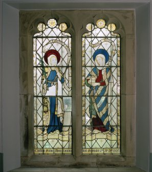 Interior.
View of stained glass window in nave.