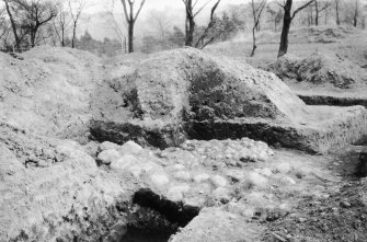Secondary foundations over 'Big' ditch filled in
From Photograph Album detailing excavations at Mumrills Fort